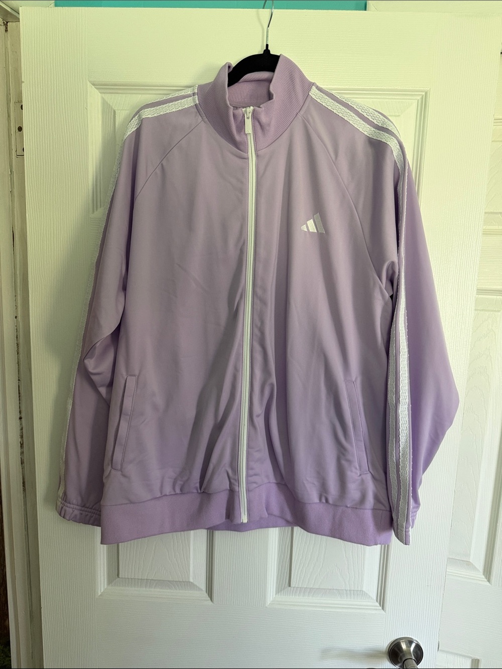 adidas Women’s Lavender zip up Style Track Jacket xl